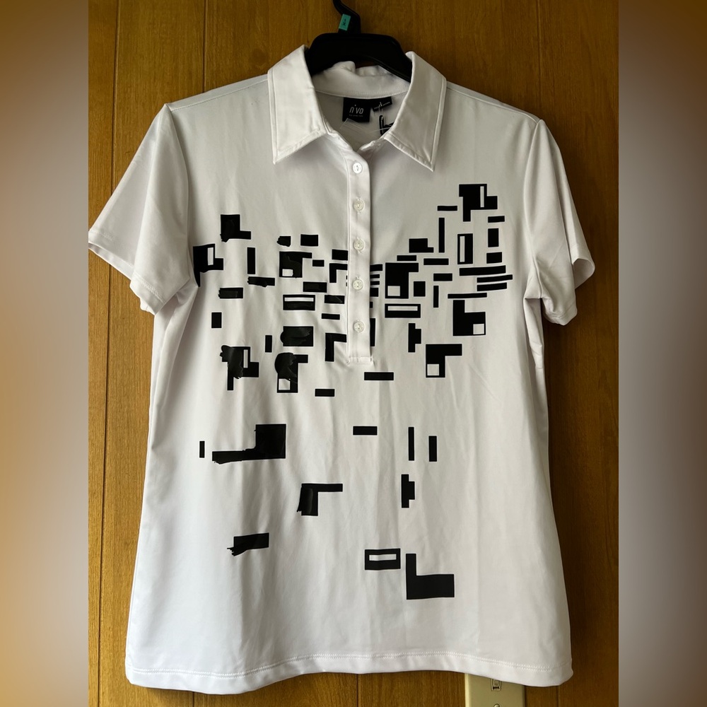 Nivo white and Black Geometric Short Sleeve Tee Size Large